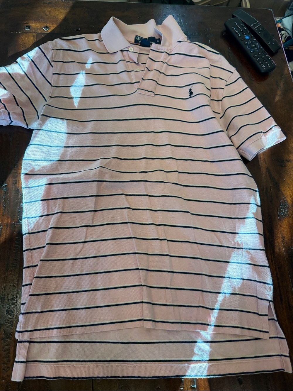 Ralph Lauren Men’s Light Pink Polo with Navy Stripes
